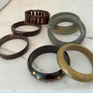 Lot of 7 wooden bangle bracelets